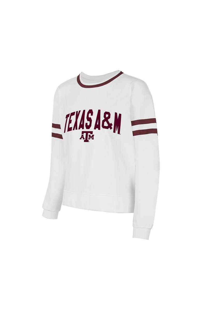 CONCEPTS SPORT Women's Concepts Sport White Texas A&M Aggies Borough French Terry Arch Over Long Sleeve T-Shirt, Alternate, color, White