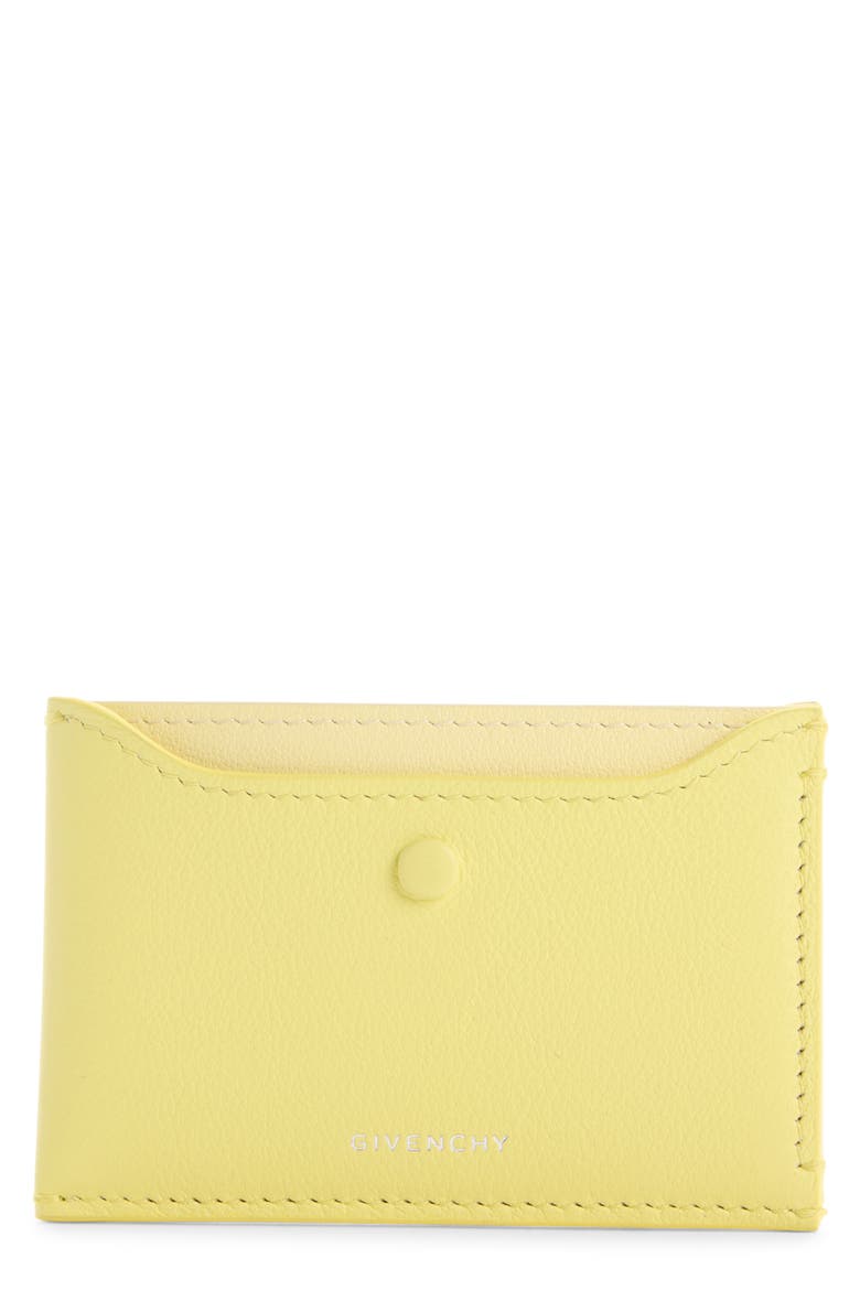 Day Grained Leather Card Case, Main, color, 725-ACID YELLOW