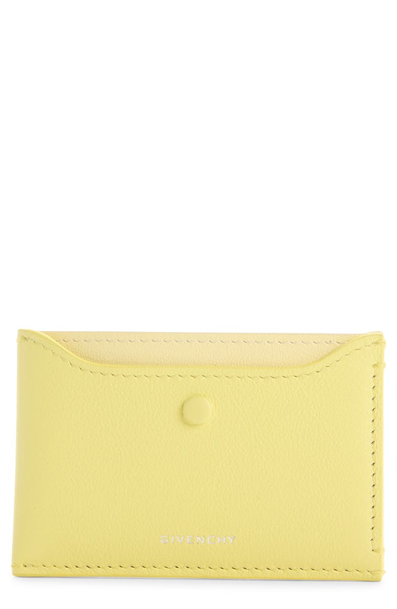 Givenchy Day Grained Leather Card Case, Main, color, 725-Acid Yellow