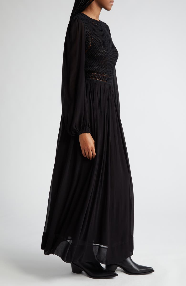 Zimmermann Luminosity Long Sleeve Crochet Bodice Maxi Dress, Alternate, color, 