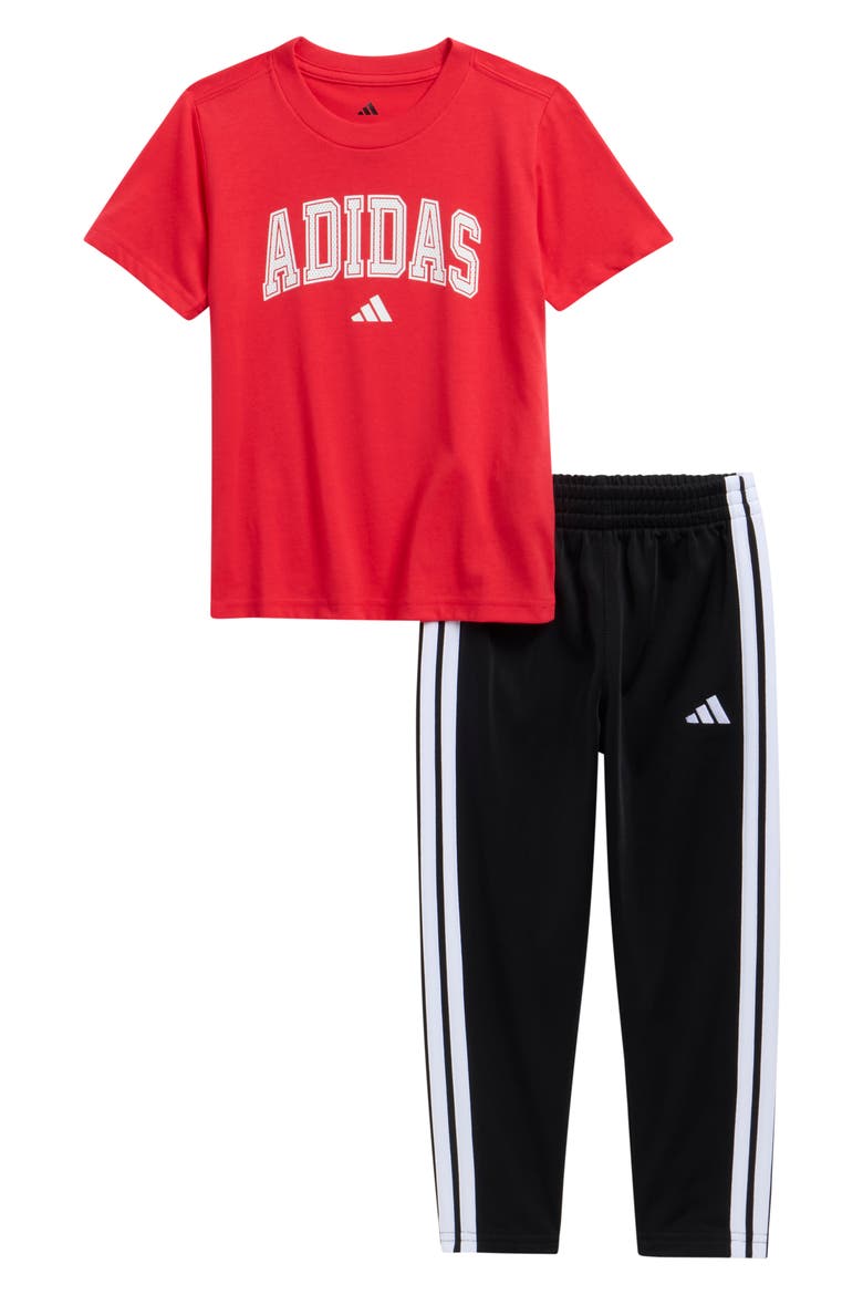 Kids' T-Shirt & Tricot Pants Set, Main, color, PURE RUBY