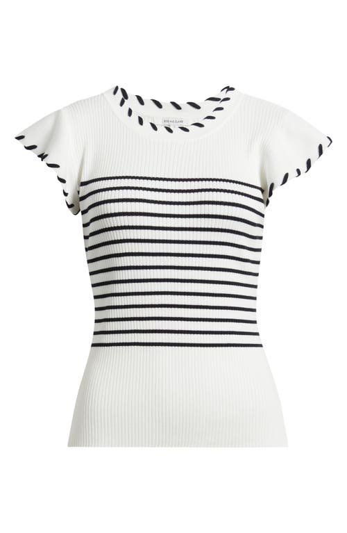 Zoe And Claire Stripe Flutter Sleeve Sweater