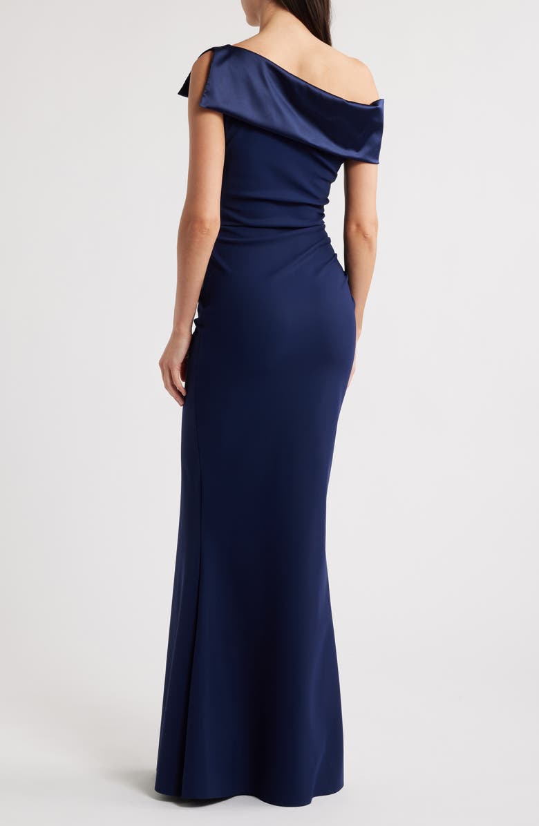 Chiara Boni La Petite Robe Koppany Ruched Off the Shoulder Mermaid Gown, Alternate, color, Blue Notte