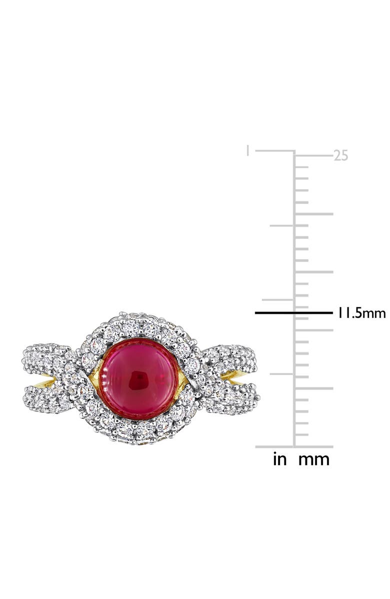 DELMAR Created Ruby & Created White Sapphire Twist Band Ring, Alternate, color, Red