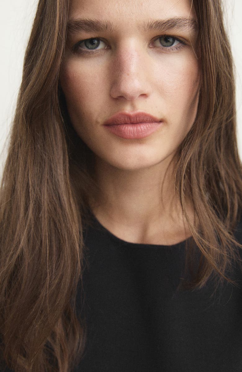 MANGO Milano Fabric Pajama Top, Alternate, color, Black