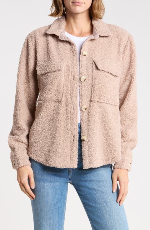 Tory Boxy Crop Faux Shearling Shirt Jacket