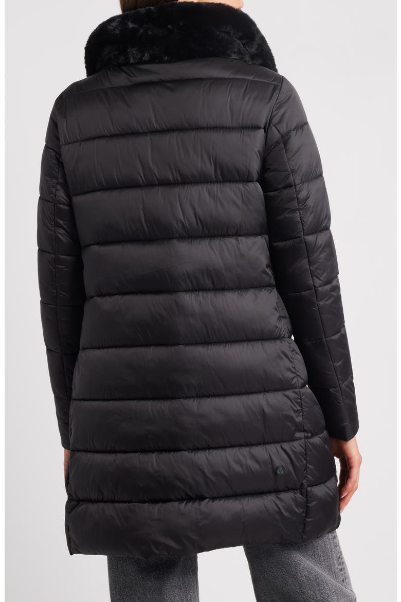 Dalea Faux Fur Collar Longline Puffer Jacket, Alternate, color, BLACK