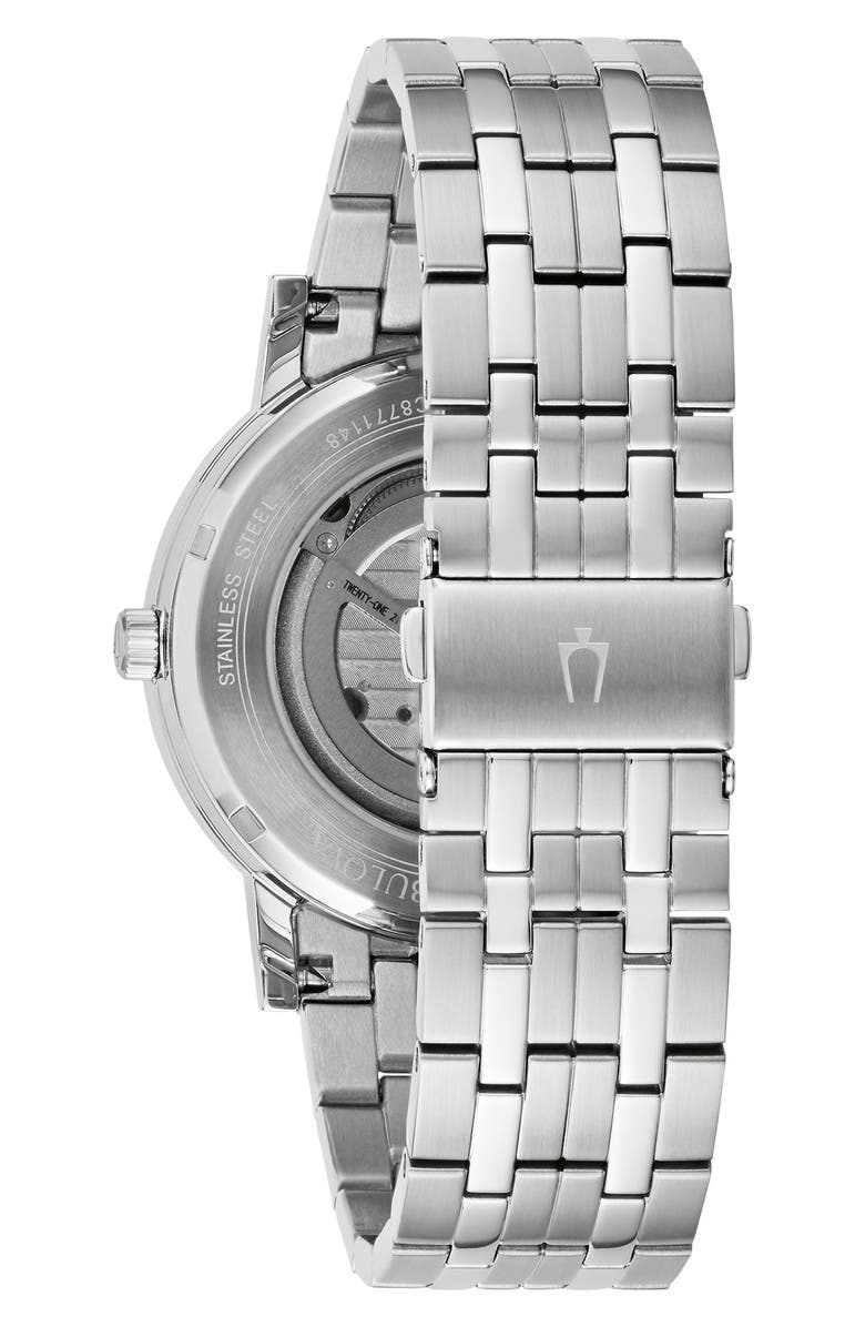 BULOVA Automatic 21-Jewel Stainless Steel Bracelet Watch, 42mm, Alternate, color, Silver