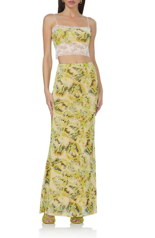 Afrm Isaura Lace Trim Crop Camisole In Lime Wing