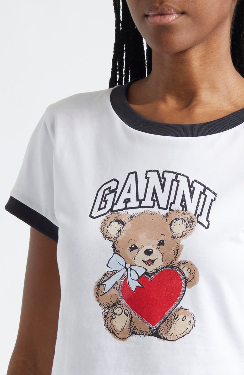 Ganni Teddy Bear Organic Cotton Graphic T-Shirt, Alternate, color, 