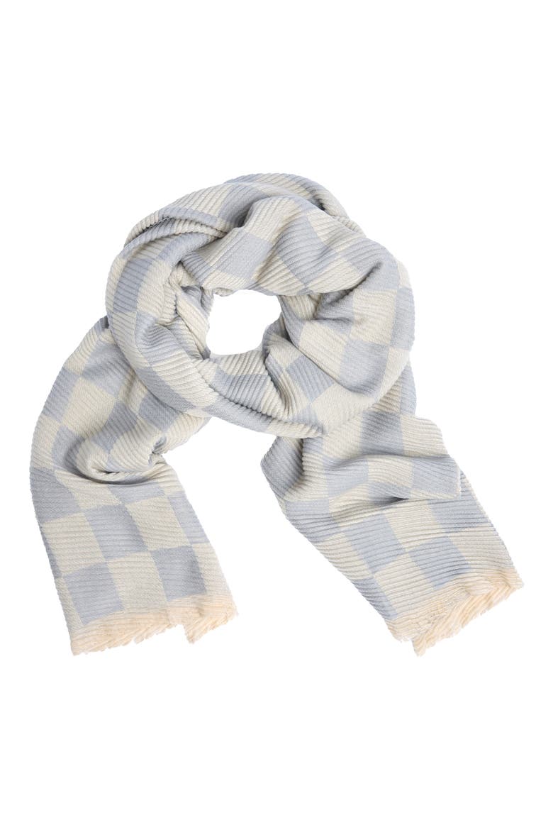 Crinkled Checkered Scarf, Main, color, PASTEL BUE