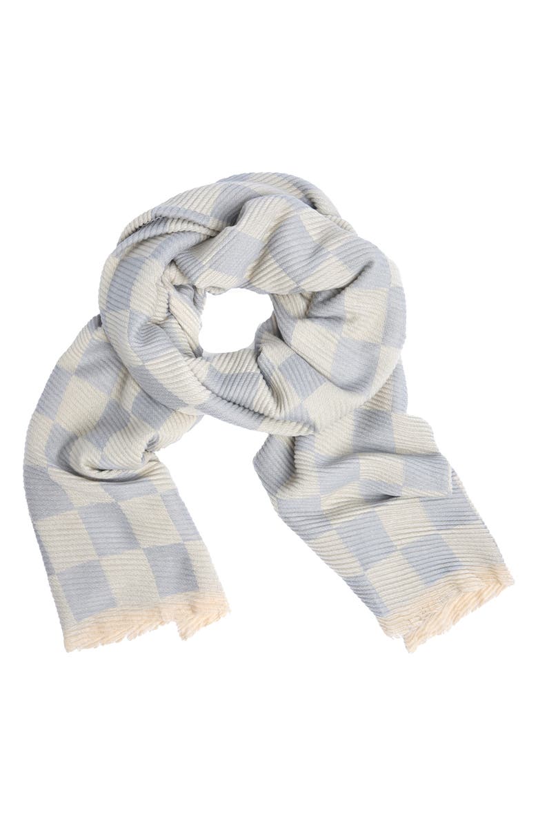 SAACHI Crinkled Checkered Scarf, Main, color, Pastel Bue