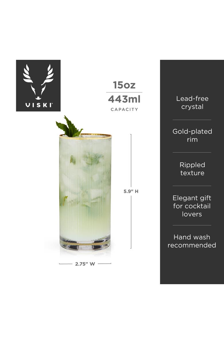 Viski Meridian Crystal Highball Glasses Set of 2, Alternate, color, Clear
