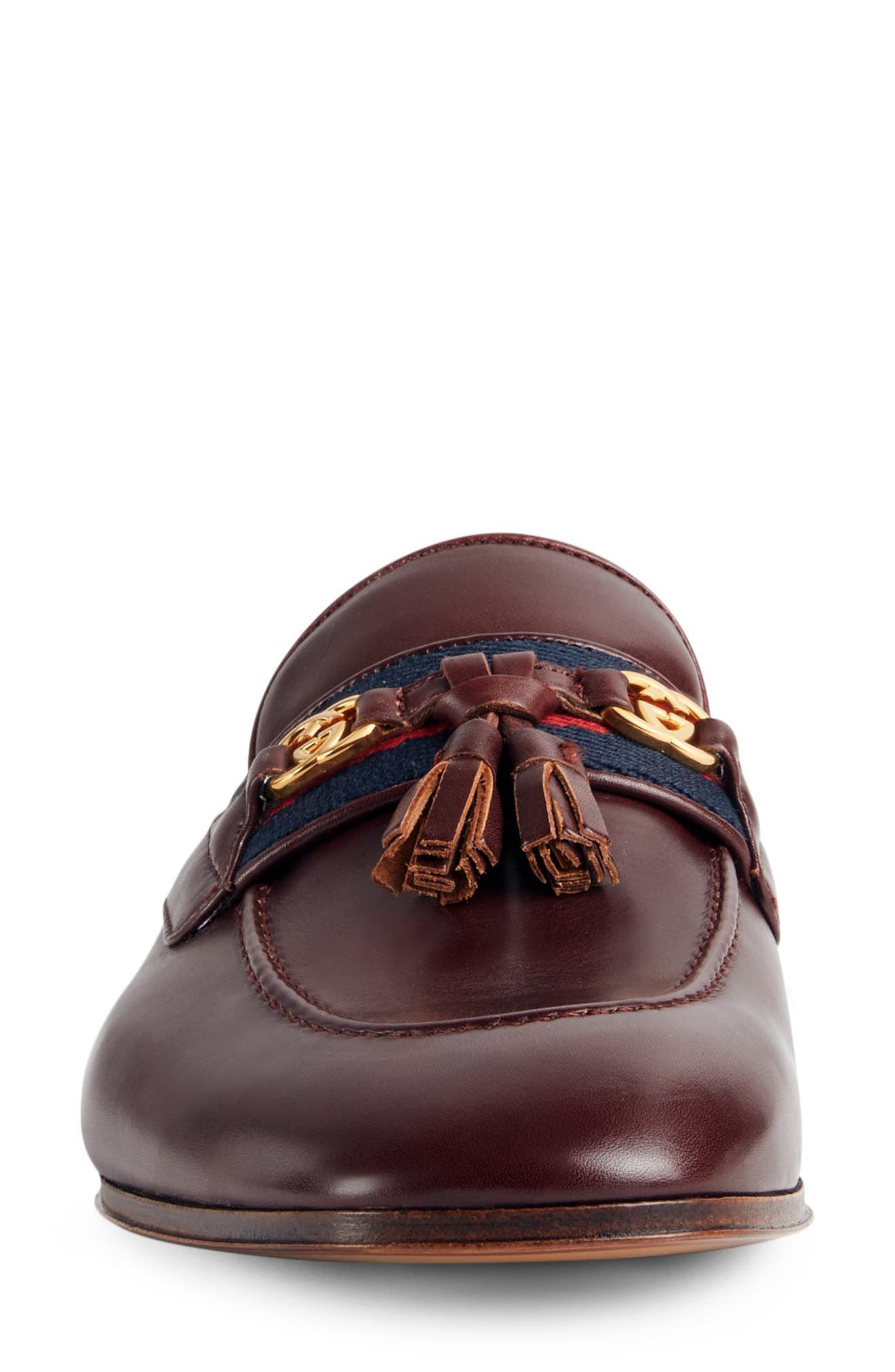Paride GG Web Tassel Mule, Alternate, color, RUBY BORDEAUX
