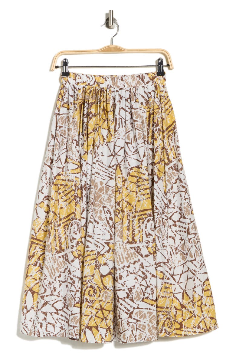 A-Line Midi Skirt, Alternate, color, IVORY/ YELLOW