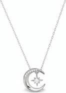 Queen Jewels Sterling Silver Cubic Zirconia Moon & Star Pendant Necklace