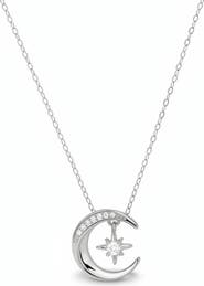 Queen Jewels Sterling Silver Cubic Zirconia Moon & Star Pendant Necklace