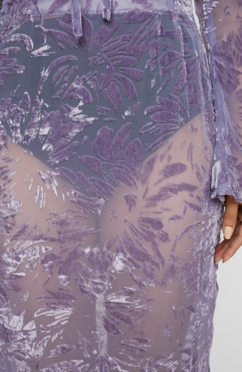 NASTY GAL Devoré Velvet Jacquard Maxi Skirt, Alternate, color, Lilac