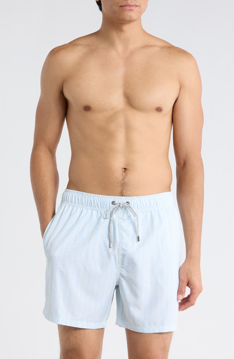 Vintage Summer 4-Way Stretch Volley Swim Trunks, Main, color, Blue