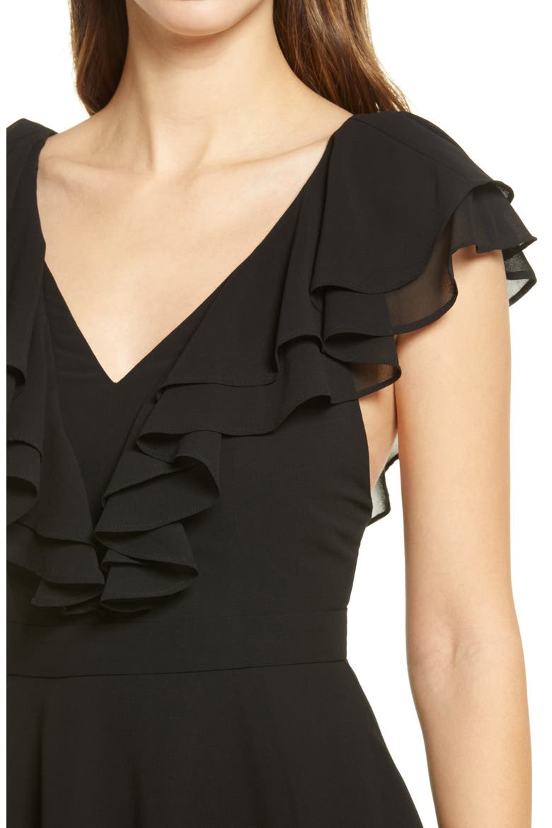 True Affection Ruffle Chiffon Skater Dress, Alternate, color, BLACK