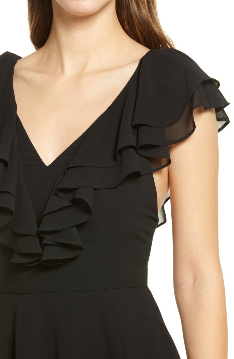 Lulus True Affection Ruffle Chiffon Skater Dress, Alternate, color,