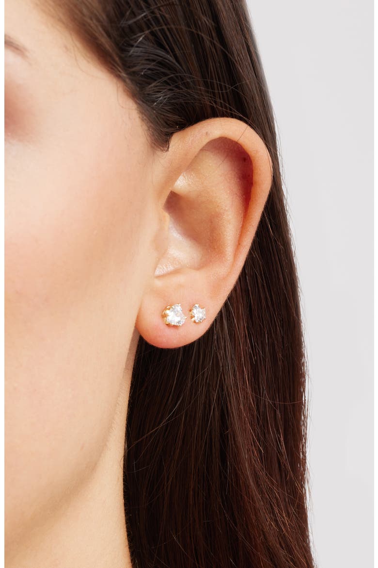 Gift Boxed 3-Pack Cubic Zirconia Earrings, Alternate, color, CLEAR- GOLD