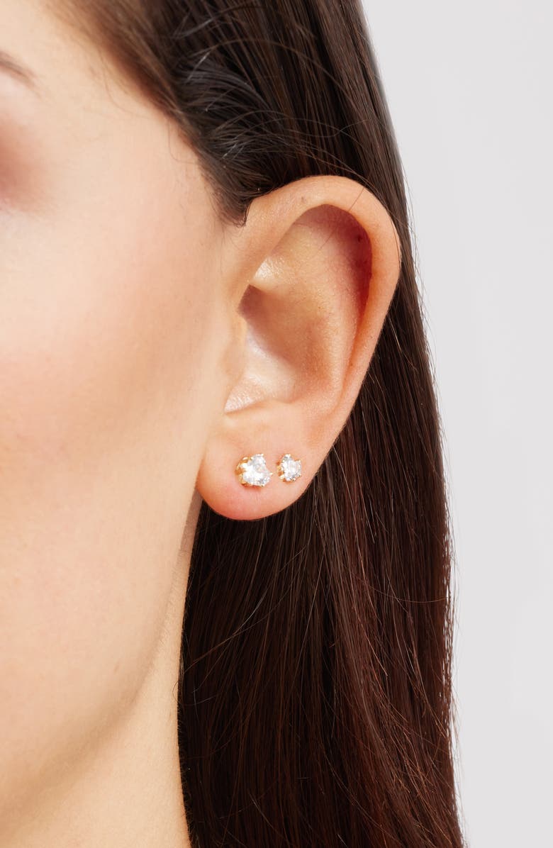 Chelsea28 3-Pack Cubic Zirconia Earrings, Alternate, color, Clear- Gold