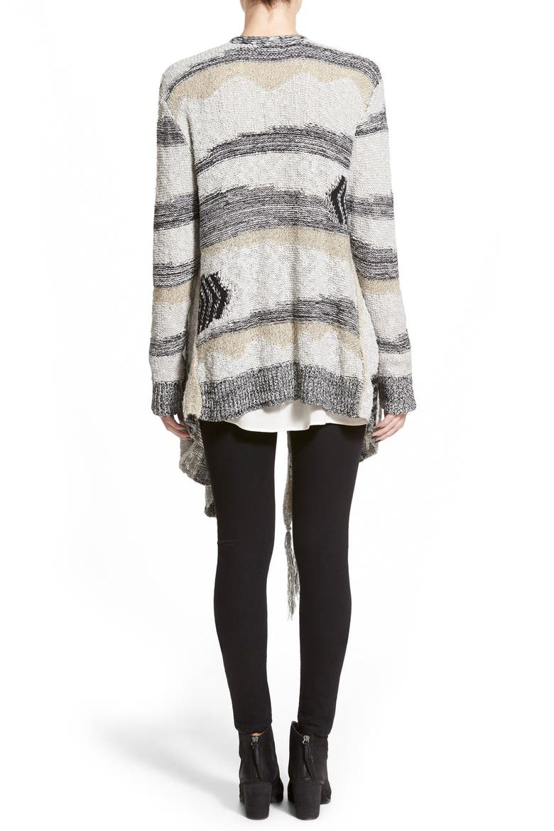 Intarsia Stripe Blanket Cardigan, Alternate, color, WHITE SNOW SCULPTURE JACQUARD