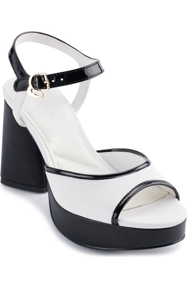 KARL LAGERFELD PARIS Hallet Platform Sandal, Main, color, Bright White/ Black