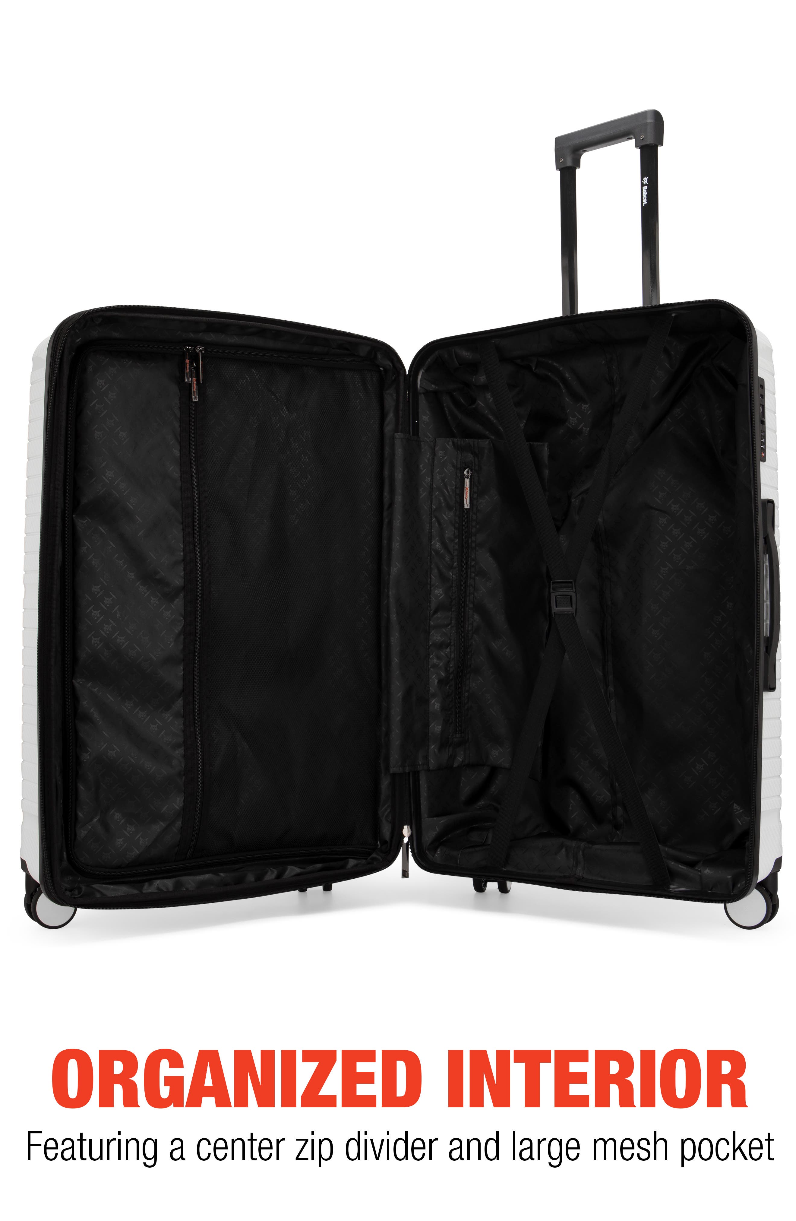 Bobcat Trencher 3 Piece Expandable Spinner Luggage Set with TSA Lock, Alternate, color, White