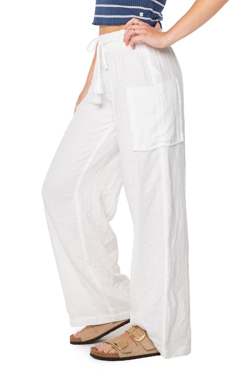 Roxy Sea Goldie Wide Leg Cotton Pants, Alternate, color, Snow White Solid