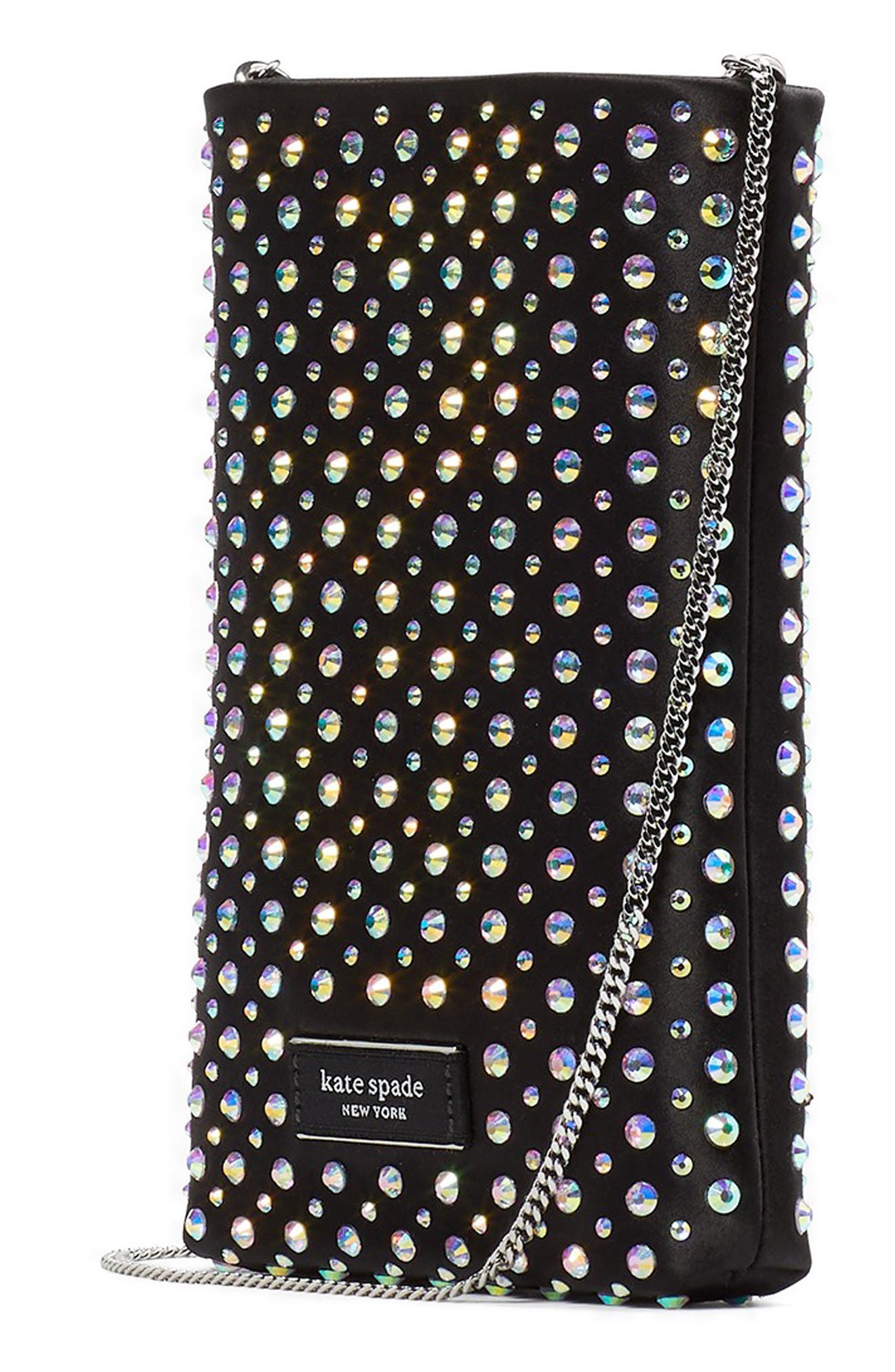 Kate Spade New York swing embellished satin phone crossbody bag, Alternate, color, 