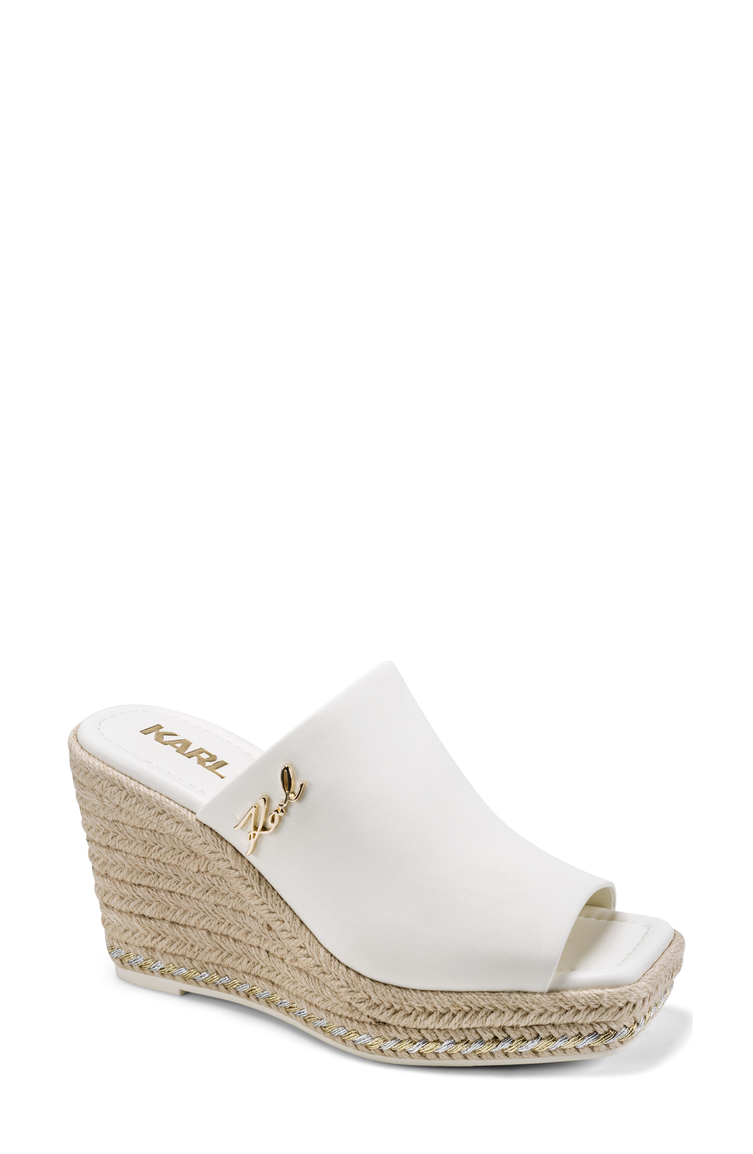 KARL LAGERFELD PARIS Corissa Espadrille Platform Wedge Slide Sandal, Main, color, Cream