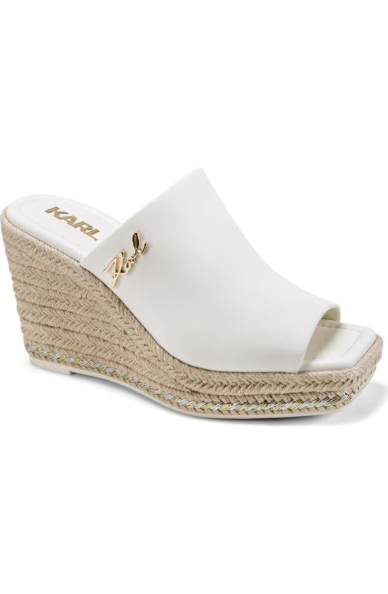 KARL LAGERFELD PARIS Corissa Espadrille Platform Wedge Slide Sandal, Main, color, Cream