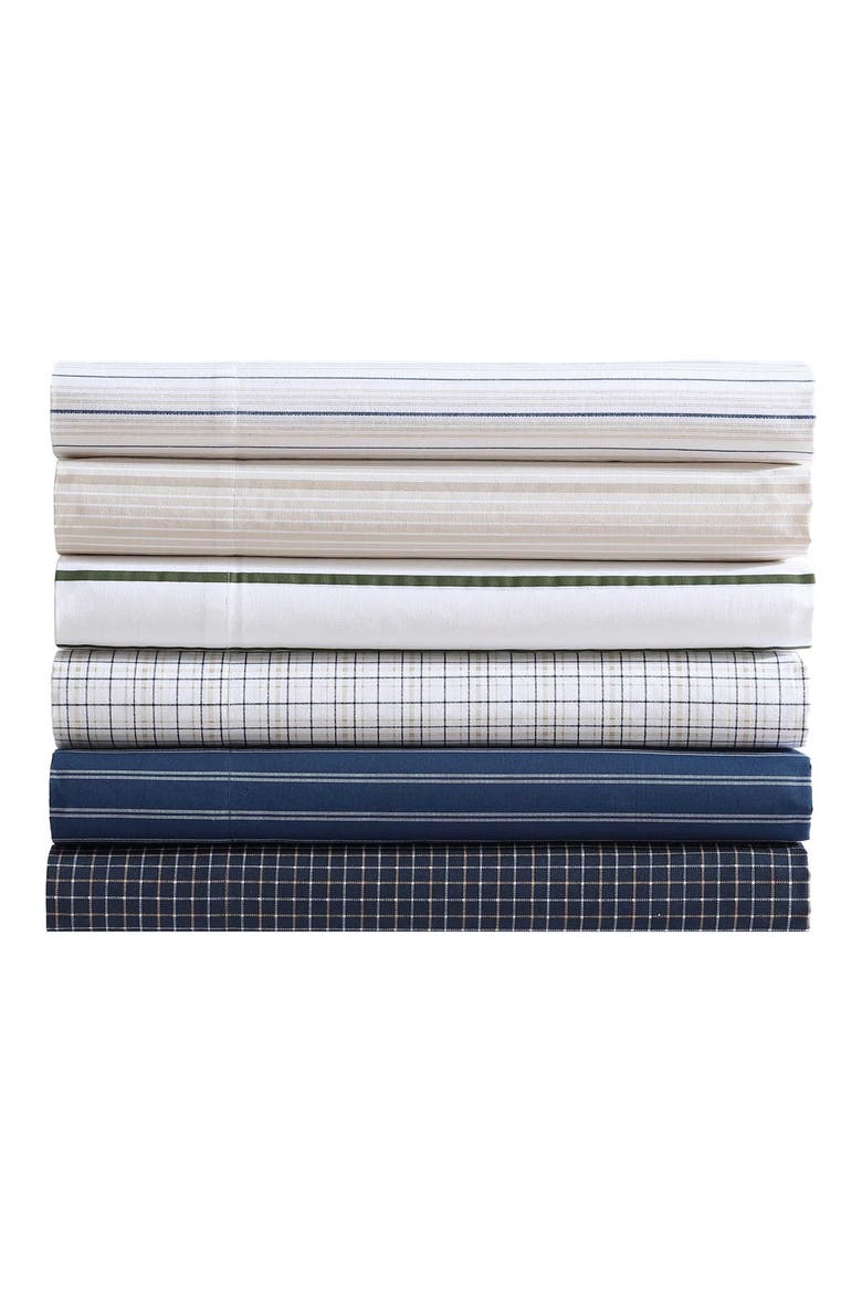 Richmond Stripe 200 Thread Count Cotton Percale Sheet Set, Alternate, color, CAPTAINS BLUE