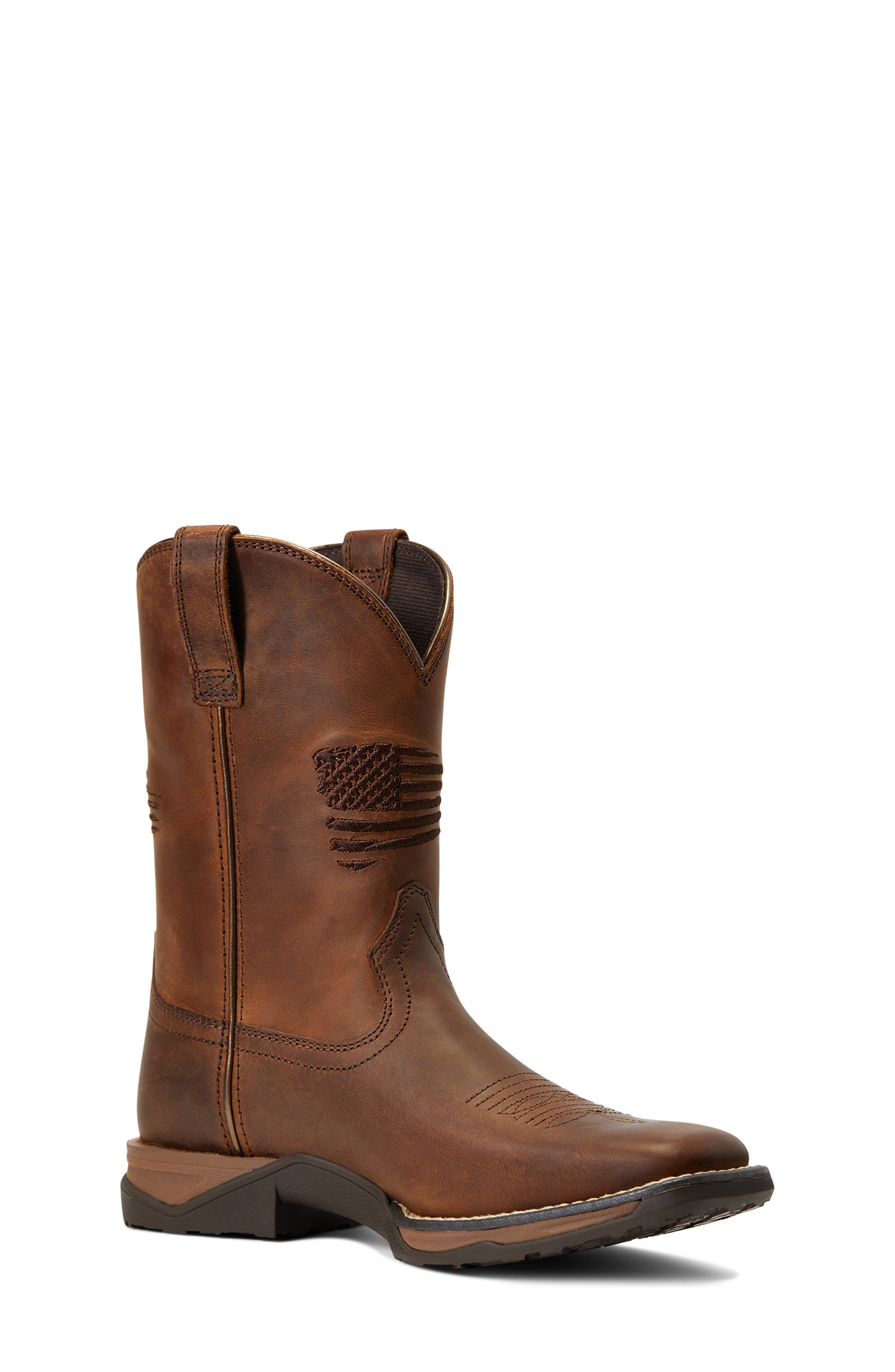 Ariat Kids' Anthem Patriot Western Boot, Alternate, color, Distressed Brown