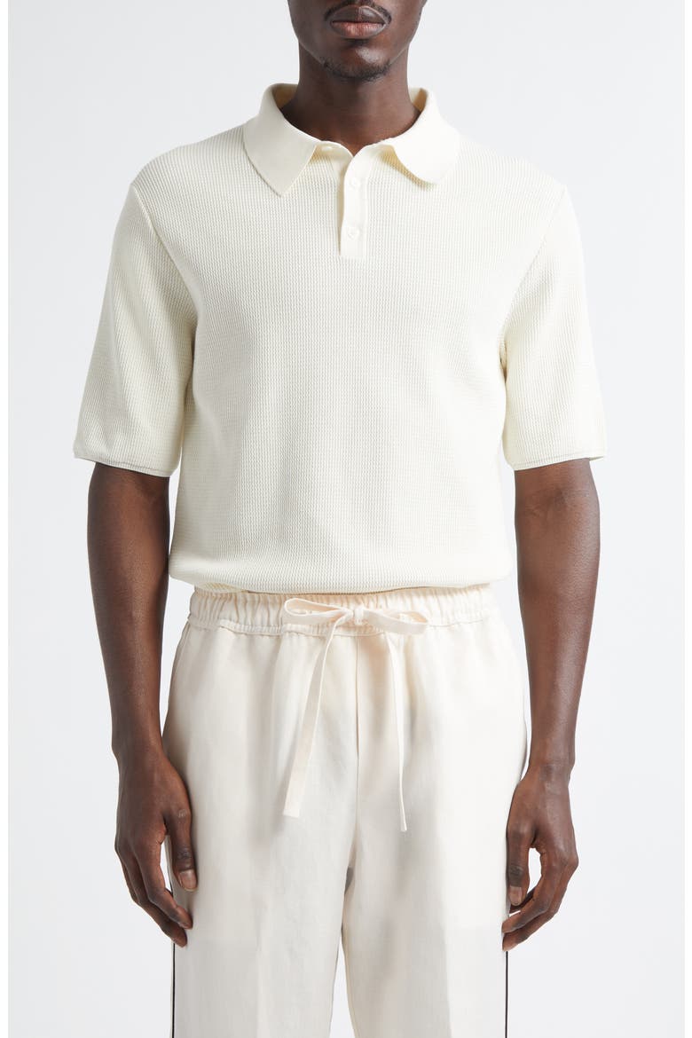 Cotton Knit Polo, Main, color, W0001 NATURAL WHITE