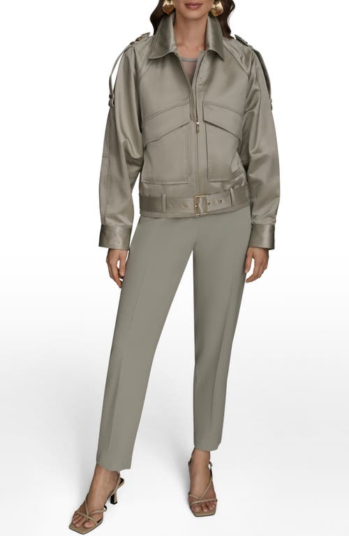 Donna Karan New York Belted Satin Bomber Jacket In Multi