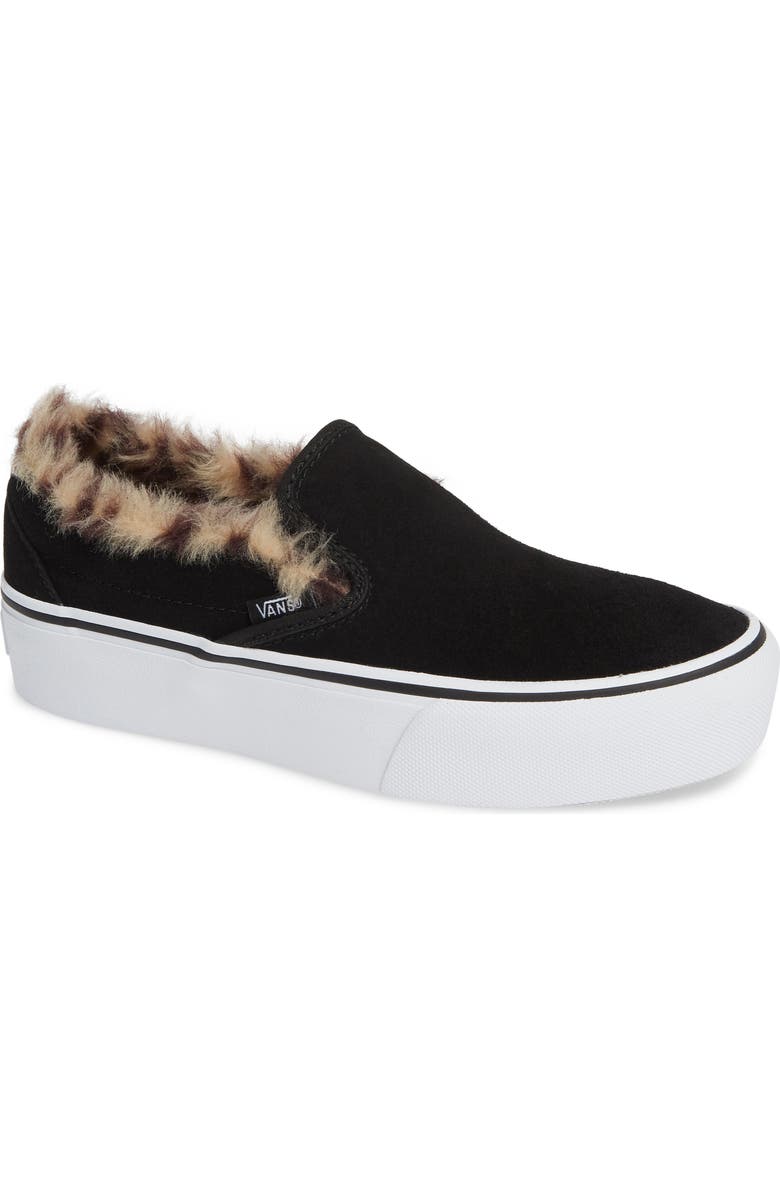 Vans Classic Faux Fur Slip-On Platform Sneaker, Main, color,