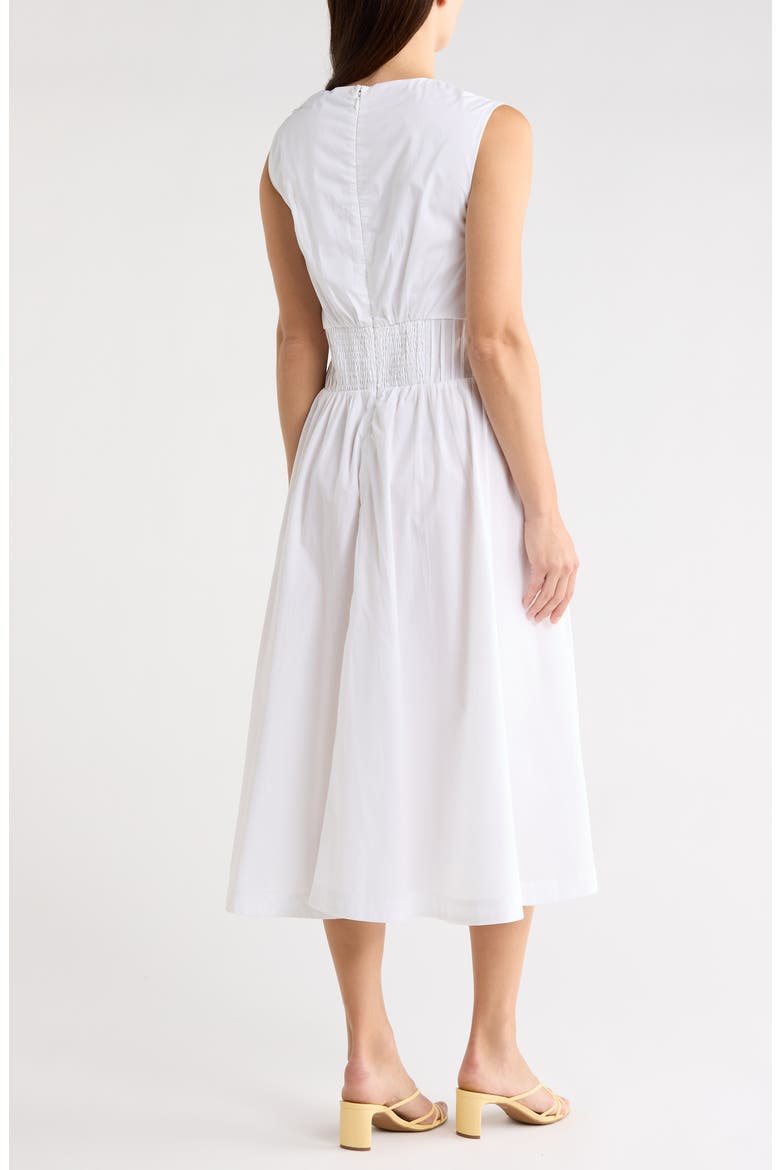 Sleeveless Pintucked Empire Waist Cotton Midi Dress, Alternate, color, BRIGHT WHITE