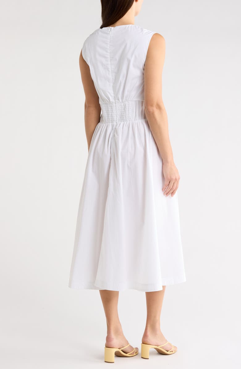 Halogen<sup>®</sup> Sleeveless Pintucked Empire Waist Cotton Midi Dress, Alternate, color, Bright White