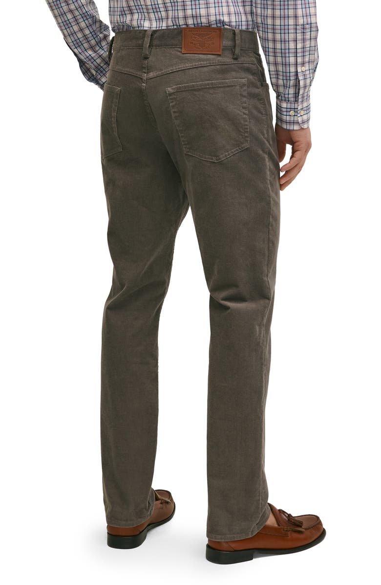 Brooks Brothers Stretch Cotton Corduroy Five Pocket Pants, Alternate, color, Charcoal Gray