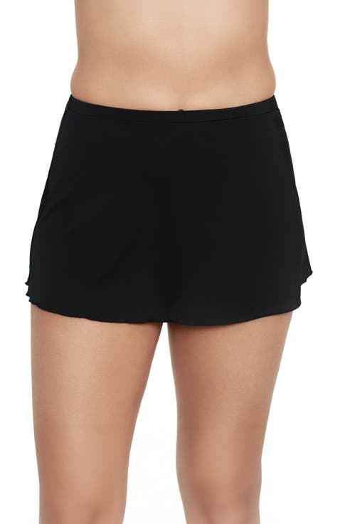 Mid-Rise Wide Waistband Control Swim Skirt