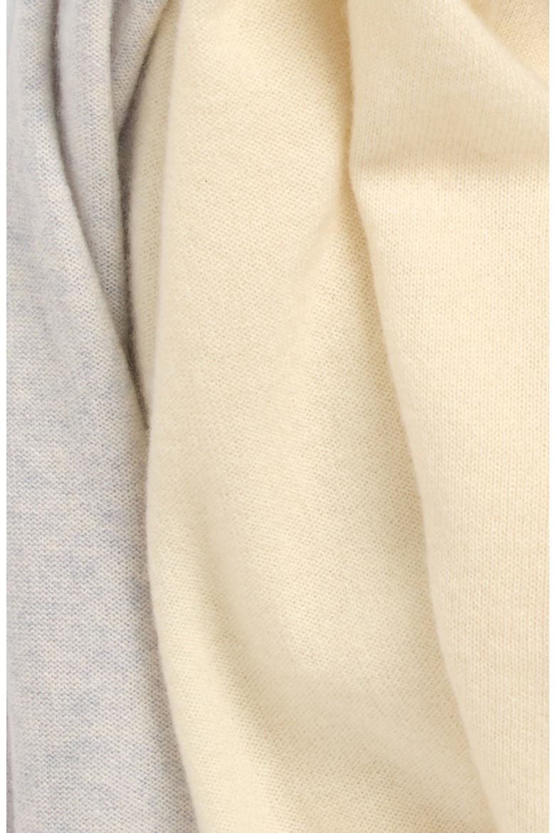 Boiled Cashmere Border Wrap Scarf, Alternate, color, IVORY
