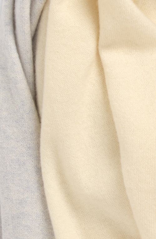 Vince Boiled Cashmere Border Wrap Scarf In White