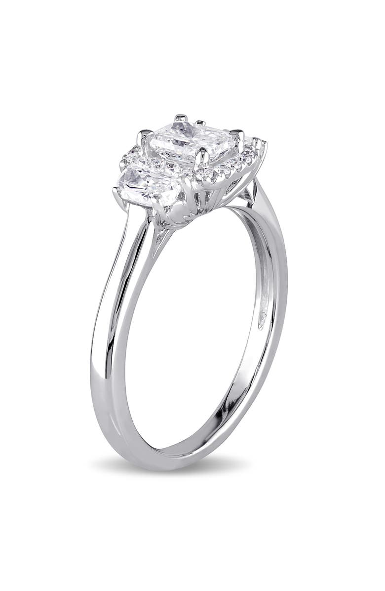 Julianna B. Diamond Radiant Halo 3-Stone Engagement Ring 14k, Alternate, color, 14K White Gold