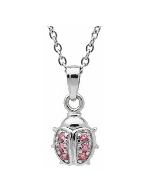 Sterling Silver Pink Ladybug Pendant Necklace (Toddler, Little Kid & Big Kid)