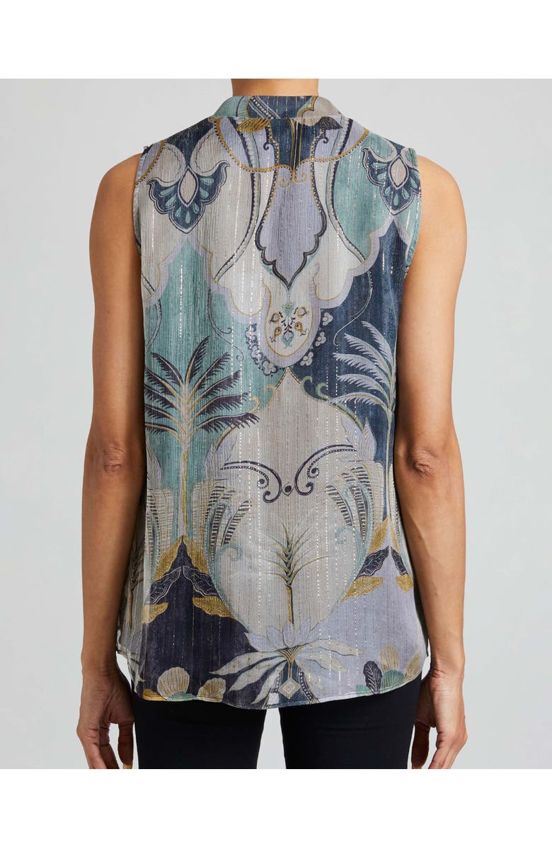 Santorelli CARRIE Sleeveless Relaxed Fit Blouse in Printed Silk Crinkle Chiffon, Alternate, color,