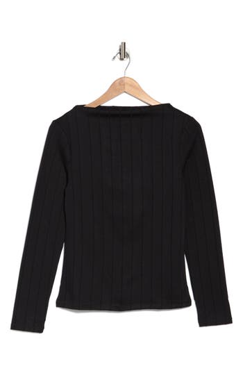 Shop Rag & Bone Marie Wide Ribbed Long Sleeve Top In Black