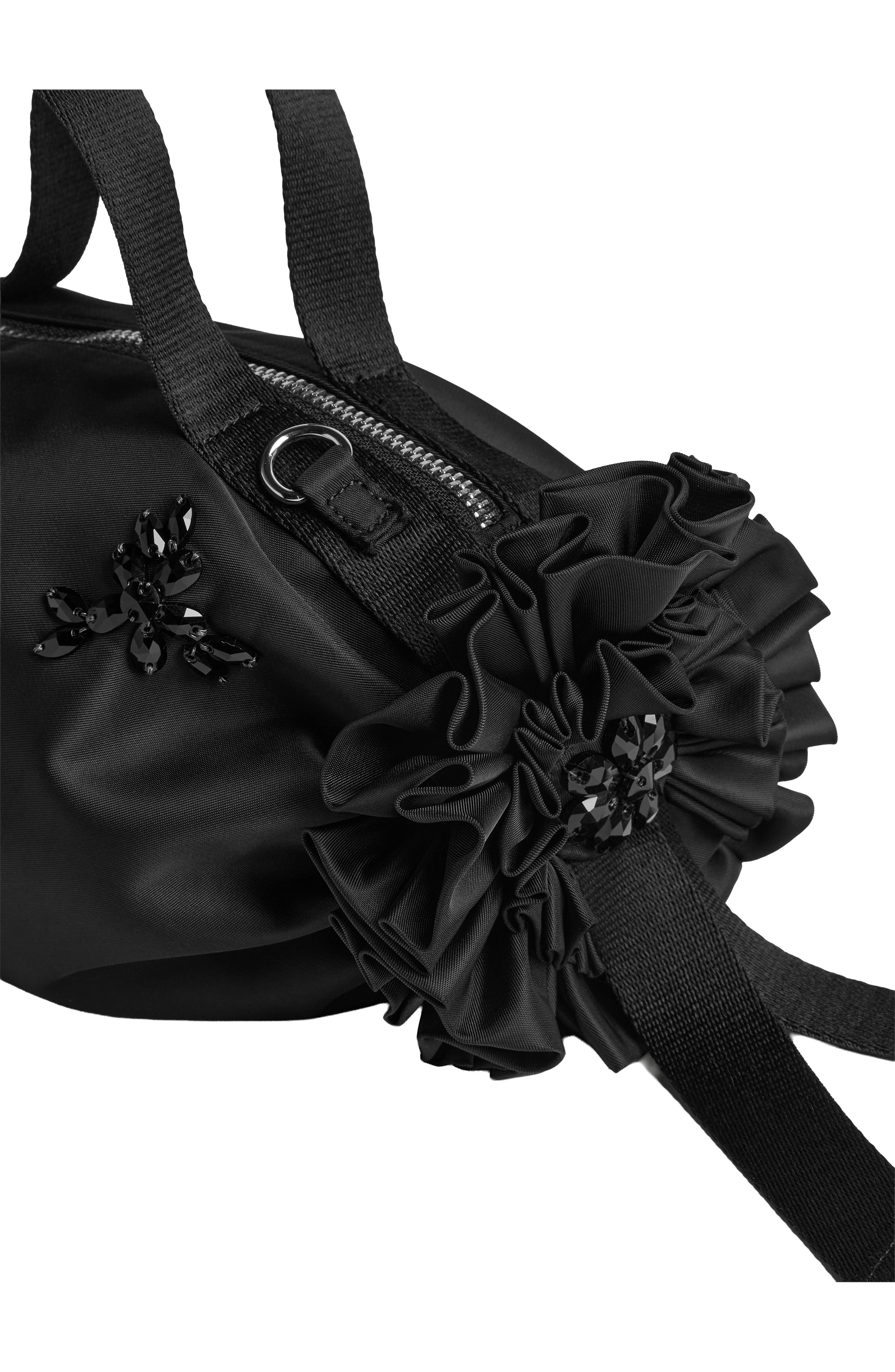 Embellished Mini Double Ribbon Rosette Bag, Alternate, color, BLACK/ JET